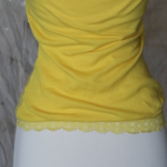 Kirra Yellow Ribbed Lace Trimmed Tank Top - Picture 6 of 6